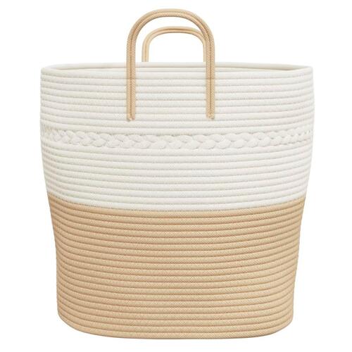 Opbevaringskurv Ø43x38 cm bomuld beige og hvid