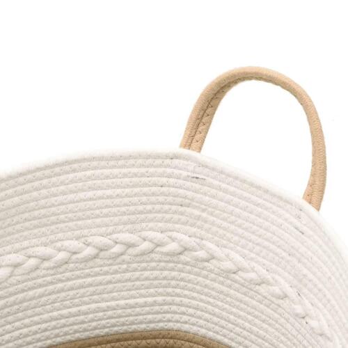 Opbevaringskurv Ø43x38 cm bomuld beige og hvid