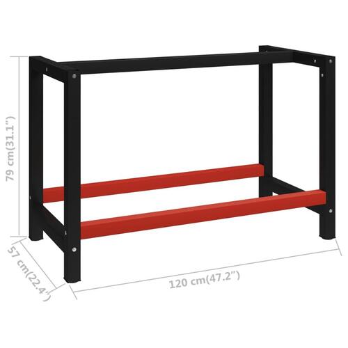 Stel til arbejdsbænk 120x57x79 cm metal sort og rød
