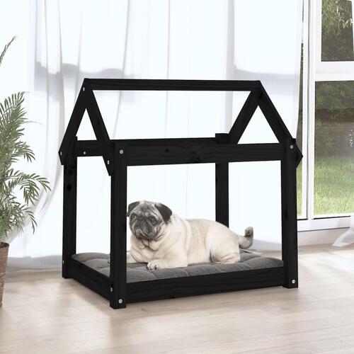 Hundeseng 71x55x70 cm massivt fyrretræ sort
