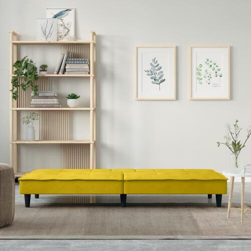 Sovesofa med kopholdere velour gul