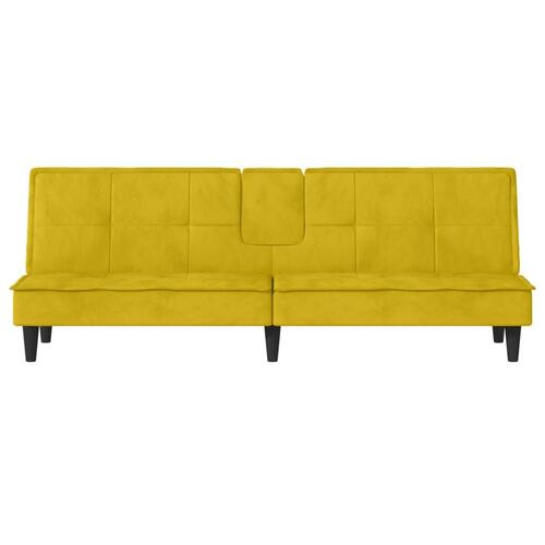 Sovesofa med kopholdere velour gul