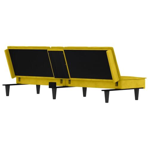 Sovesofa med kopholdere velour gul