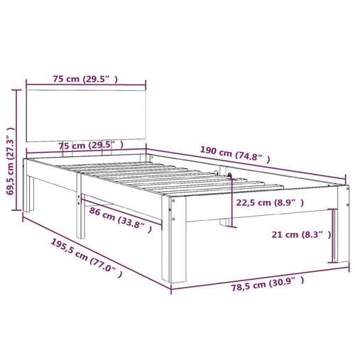 Sengeramme 75x190 cm massivt træ