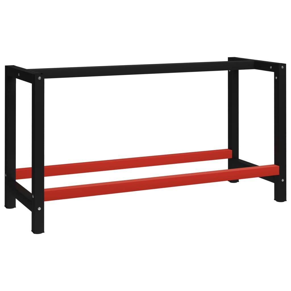 Stel til arbejdsbænk 150x57x79 cm metal sort og rød