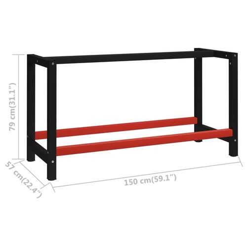 Stel til arbejdsbænk 150x57x79 cm metal sort og rød