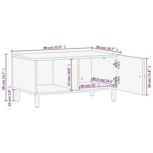 Sofabord 80x50x40 cm massivt mangotræ sort