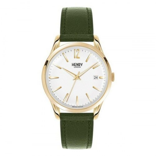 Henry London HL39-S-0098 unisex armbåndsur - 39 mm, grøn rem