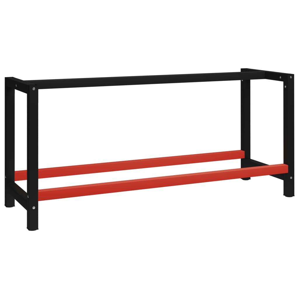 Stel til arbejdsbænk 175x57x79 cm metal sort og rød