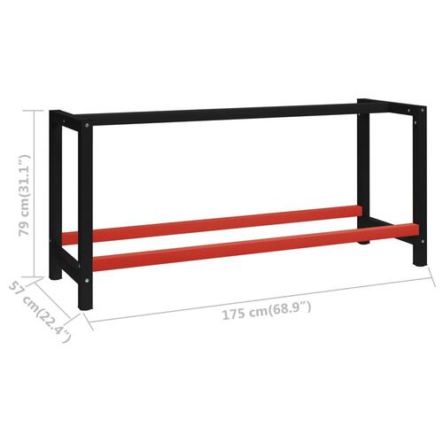Stel til arbejdsbænk 175x57x79 cm metal sort og rød