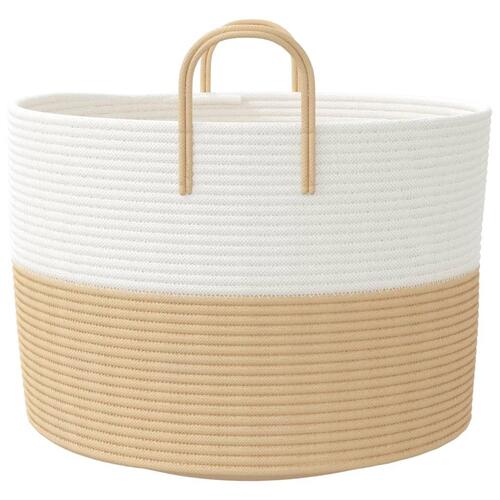 Opbevaringskurv Ø51x33 cm bomuld beige og hvid