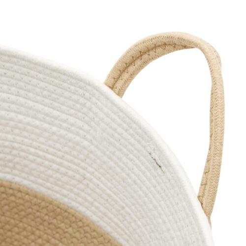 Opbevaringskurv Ø51x33 cm bomuld beige og hvid