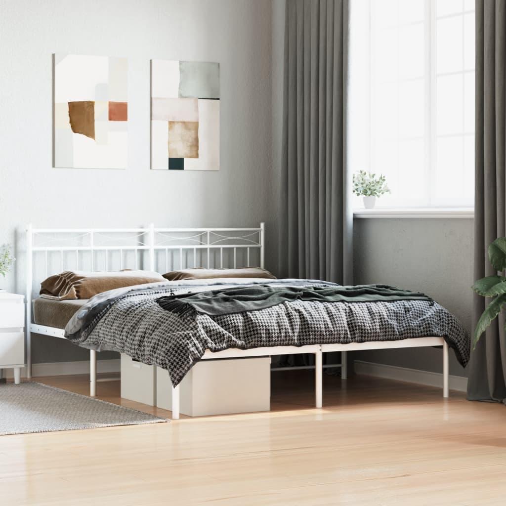 Sengeramme med sengegavl 150x200 cm metal hvid