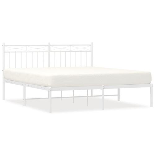 Sengeramme med sengegavl 150x200 cm metal hvid