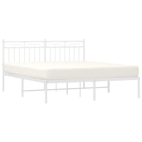Sengeramme med sengegavl 150x200 cm metal hvid