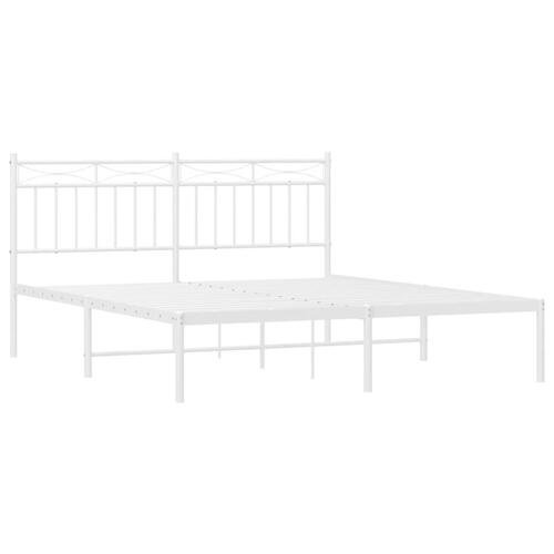 Sengeramme med sengegavl 150x200 cm metal hvid