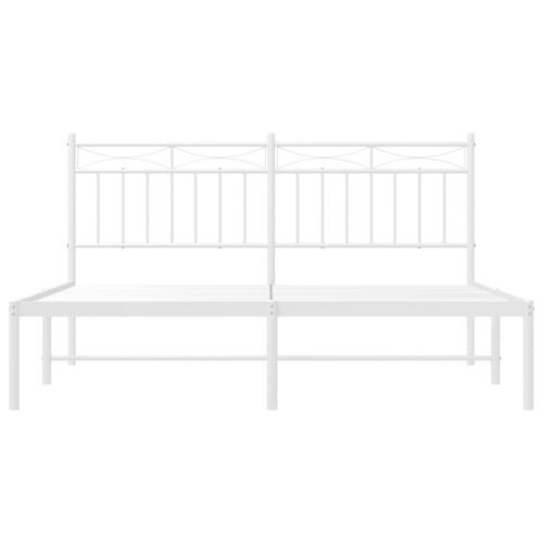 Sengeramme med sengegavl 150x200 cm metal hvid