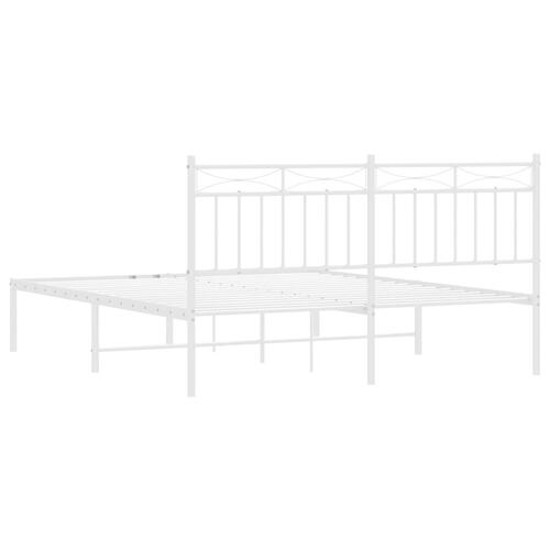 Sengeramme med sengegavl 150x200 cm metal hvid