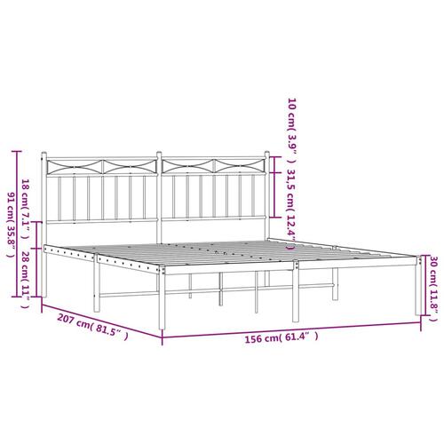Sengeramme med sengegavl 150x200 cm metal hvid