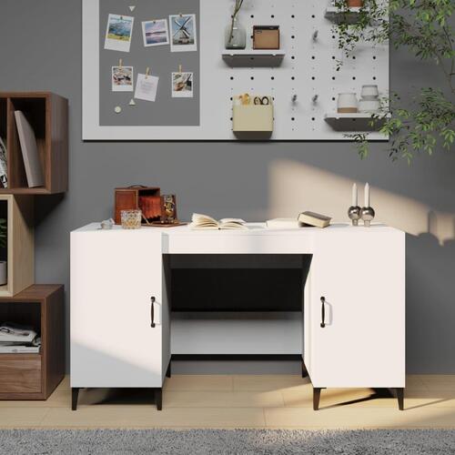 Skrivebord 140x50x75 cm konstrueret træ hvid