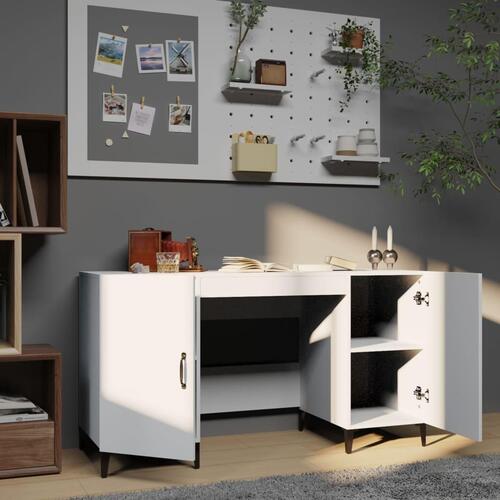 Skrivebord 140x50x75 cm konstrueret træ hvid
