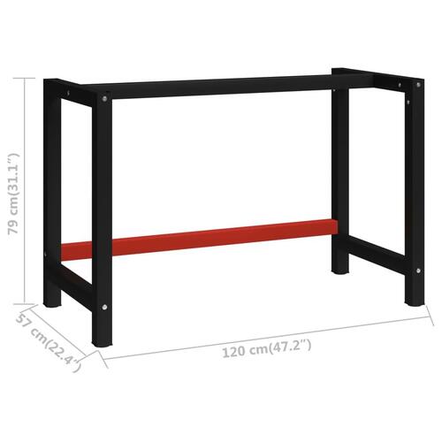 Stel til arbejdsbænk 120x57x79 cm metal sort og rød