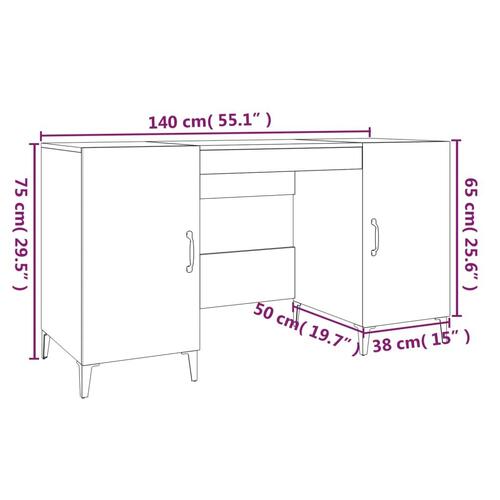 Skrivebord 140x50x75 cm konstrueret træ hvid