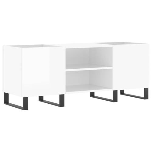 Vinylskab 121x38x48 cm konstrueret træ hvid højglans