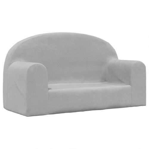 2-personers sofa til børn blødt plys lysegrå
