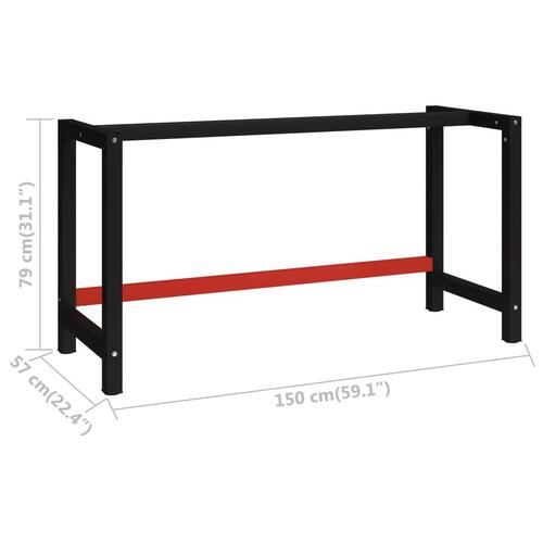 Stel til arbejdsbænk 150x57x79 cm metal sort og rød