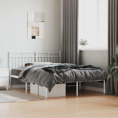 Sengeramme med sengegavl 140x190 cm metal hvid