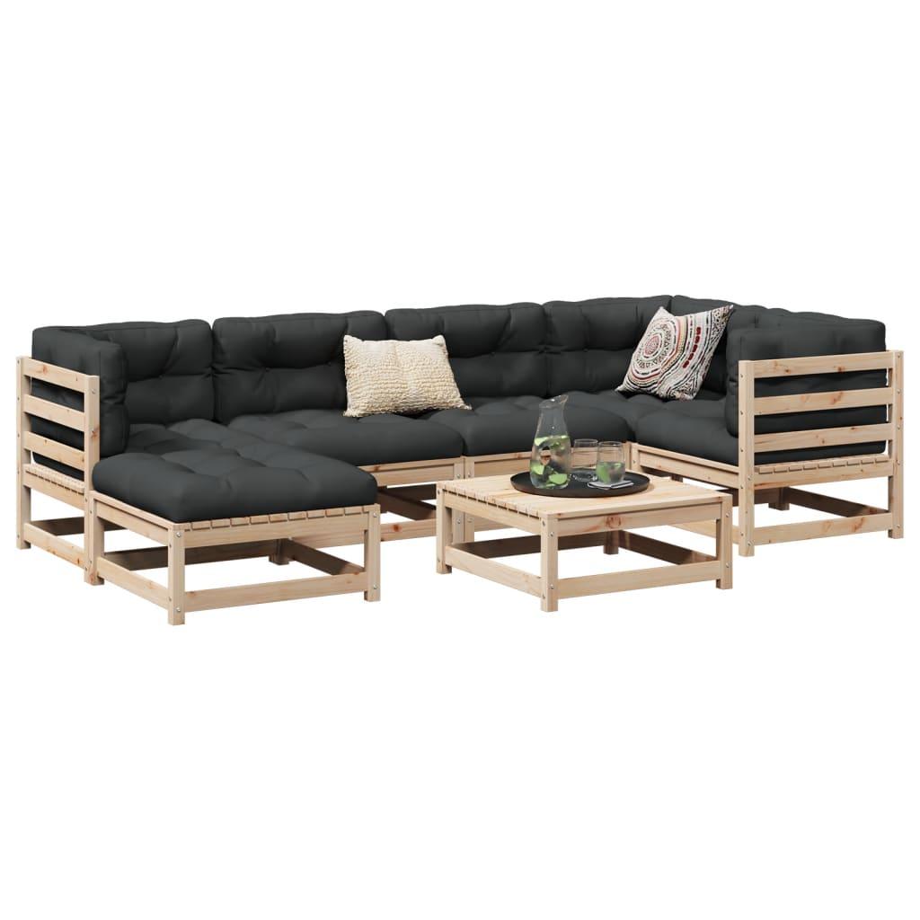 Sofasæt til haven 7 dele massivt fyrretræ