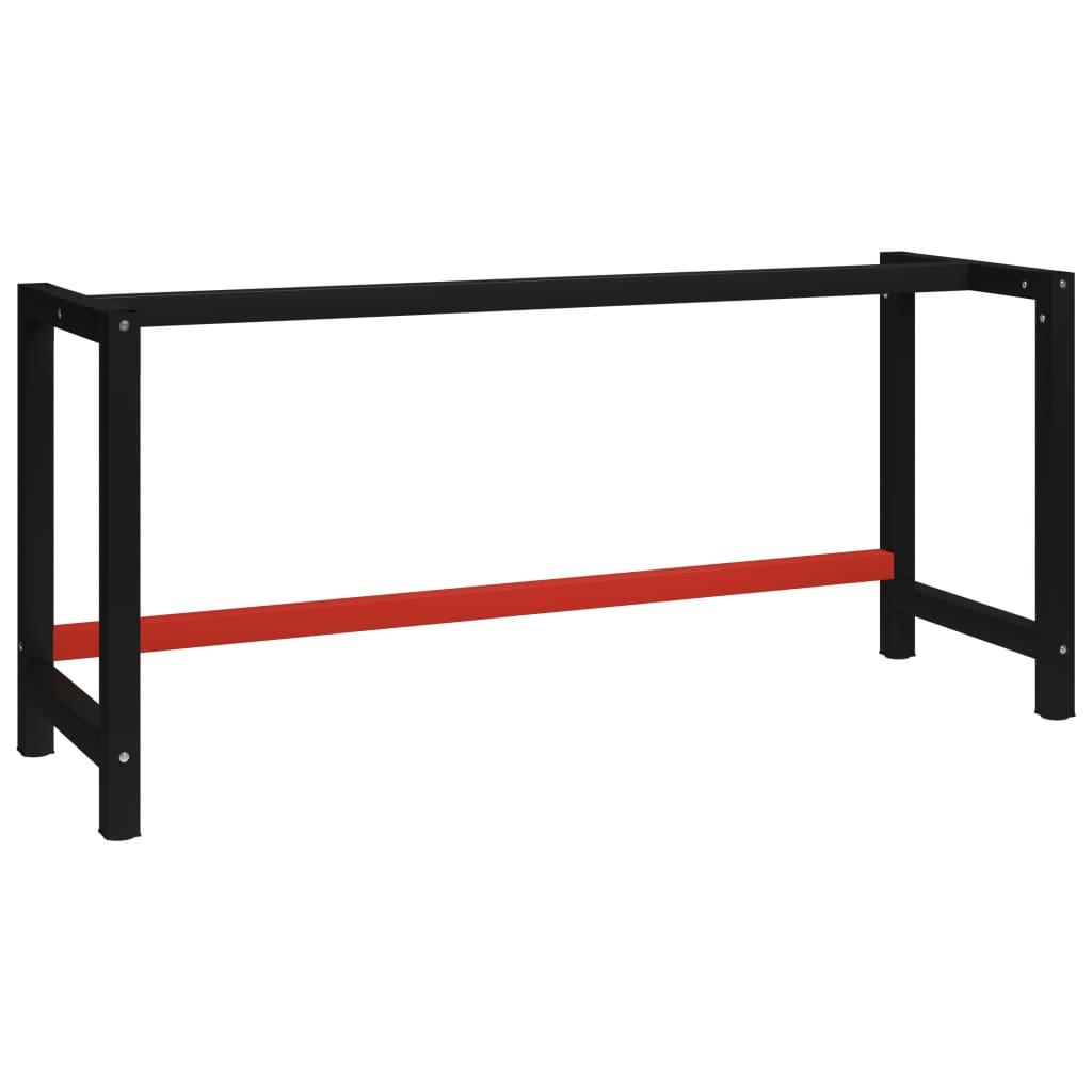 Stel til arbejdsbænk 175x57x79 cm metal sort og rød
