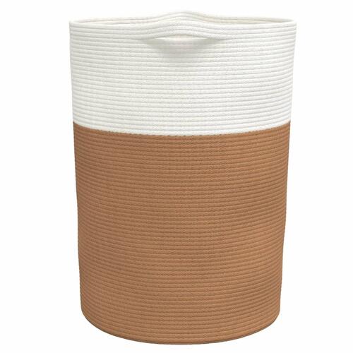 Opbevaringskurv Ø49x65 cm bomuld brun og hvid