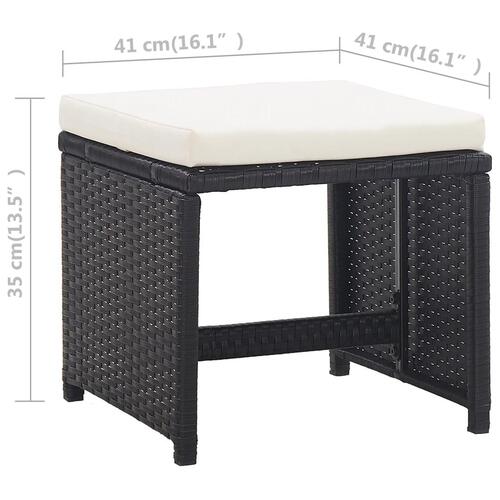 Udendørs spisebordssæt 9 dele med hynder polyrattan sort