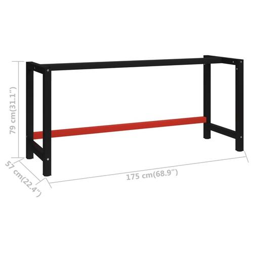 Stel til arbejdsbænk 175x57x79 cm metal sort og rød