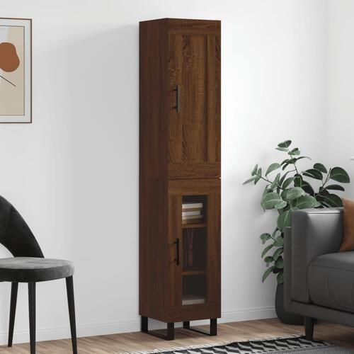 Skab 34,5x34x180 cm konstrueret træ brun egetræsfarve