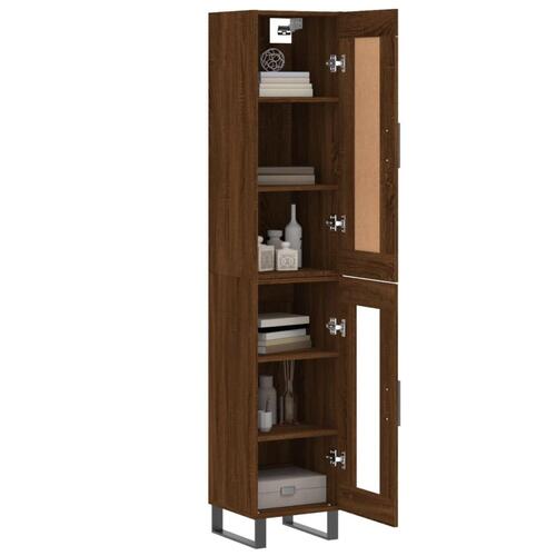Skab 34,5x34x180 cm konstrueret træ brun egetræsfarve