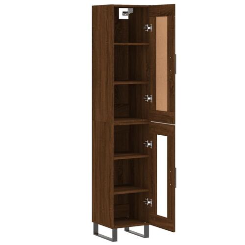 Skab 34,5x34x180 cm konstrueret træ brun egetræsfarve