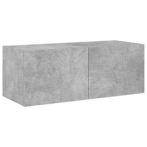 Væghængt tv-bord med LED-lys 80 x 35 x 31 cm - betongrå