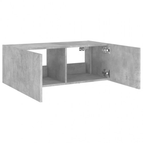 Væghængt tv-bord med LED-lys 80 x 35 x 31 cm - betongrå