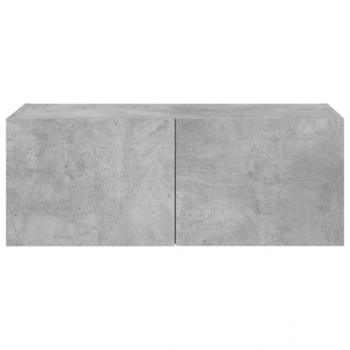 Væghængt tv-bord med LED-lys 80 x 35 x 31 cm - betongrå