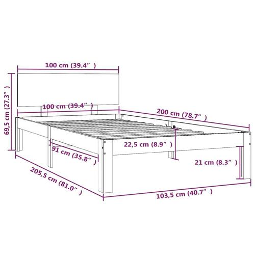 Sengeramme 100x200 cm massivt fyrretræ