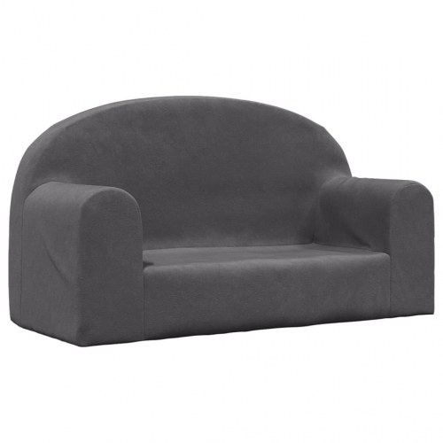 2-personers sofa til børn blødt plys antracitgrå
