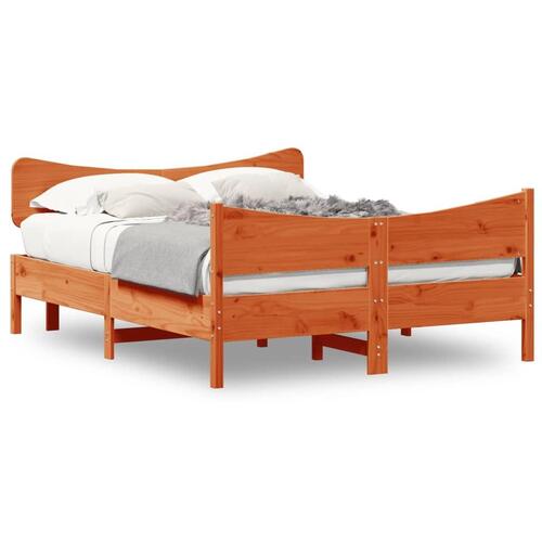 Sengeramme uden madras 150x200 cm massivt fyrretræ gyldenbrun