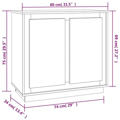 Skænk 80x34x75 cm konstrueret træ hvid