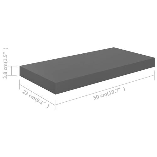 Væghylder 2 stk. 50x23x3,8 cm MDF grå højglans