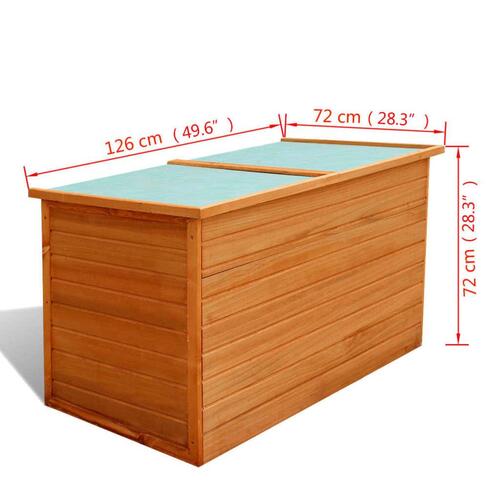 Udendørs opbevaringskasse 126x72x72 cm træ