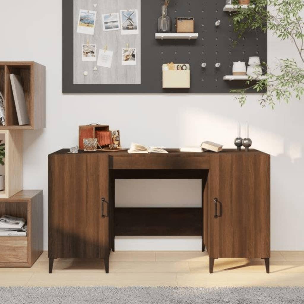 Skrivebord 140x50x75 cm konstrueret træ brun egetræsfarve