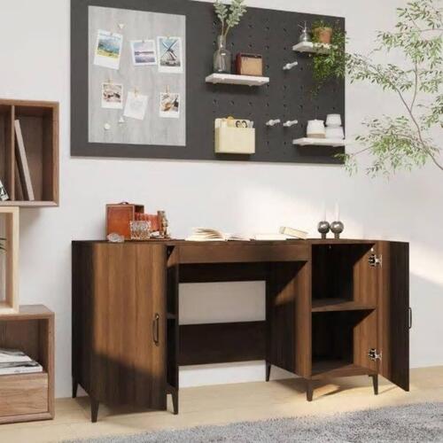 Skrivebord 140x50x75 cm konstrueret træ brun egetræsfarve